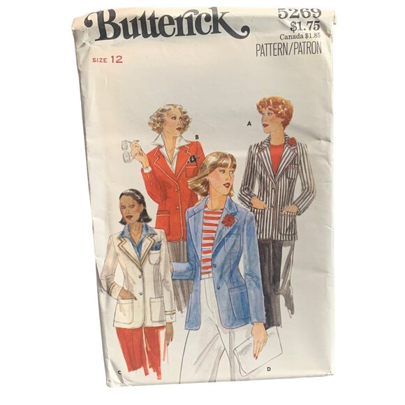 Vintage Butterick Misses' Blazer Sewing Pattern 5269 Size 12 unuct - Picture 1 of 2